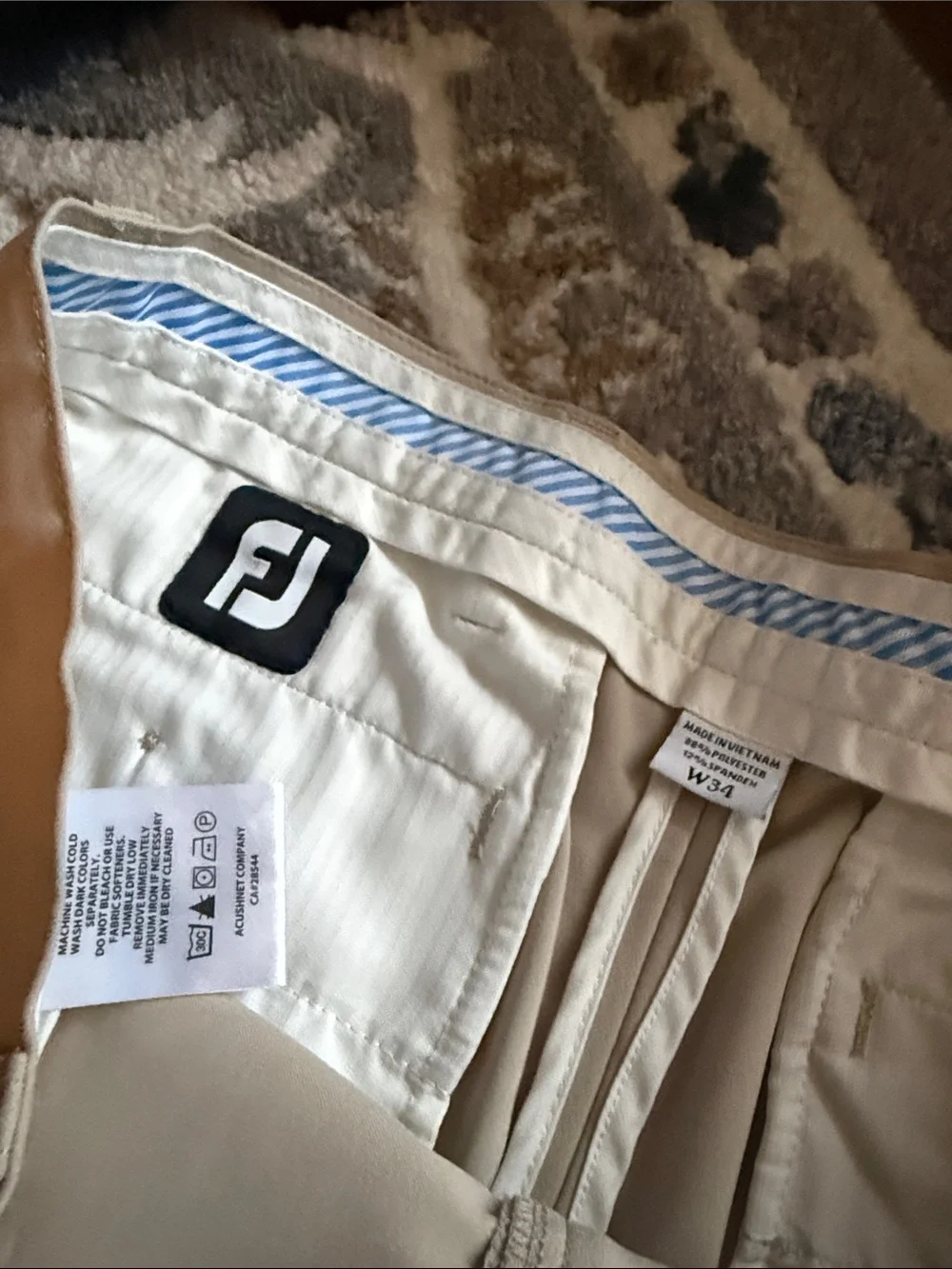 FootJoy Men's Flat-Front Golf Shorts - Khaki size W34